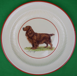 Set Of 4 Cyril Gorainoff Spaniel Dog Hand-Painted Bedford Ware Plates