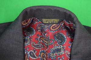 Chipp Charcoal Tick Weave w/ Blue Pinstripe Worsted DB Suit w/ Red Paisley Lining SZ 39R