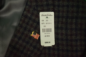 Brooks Brothers Regent Saxxon Grey/ Blue Gun Check  Jacket Sz 46R (New w/ BB $998 Tag!)