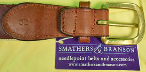 Smathers & Branson Piping Rock Club 1911-2011 Needlepoint Belt Sz: 32"W (New w Tag!) (SOLD)