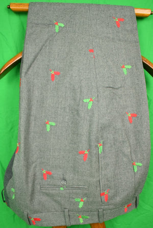 "The Andover Shop Med Grey Flannel Holly Emb Pleated Trousers" Sz: 42"W