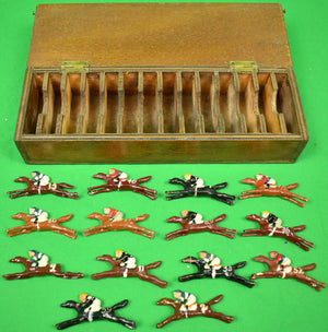 2 Box Set of 27 Hand-Painted Lead c1920s Jockeys on Racehorses