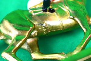Hand-Painted Jockey On Brass Racehorse