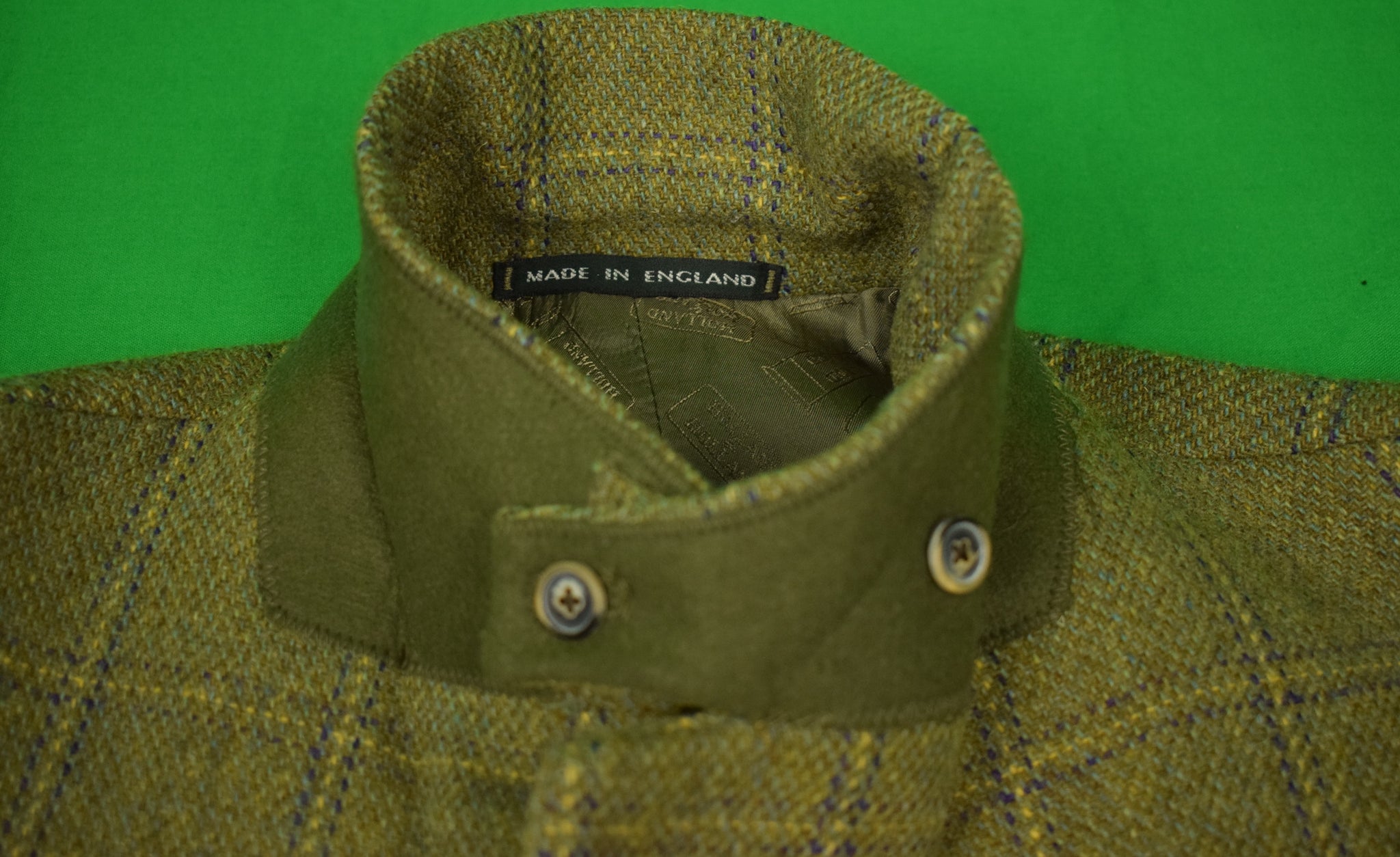 Holland Holland Olive Windowpane Tweed Hunting Shooting Jacket Sz Holland Holland Olive Windowpane Tweed Hunting Shooting Jacket Sz