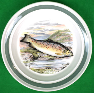 "Set x 6  Salad Plates The Compleat Angler British Fishes By AJ Lydon" c1981 Portmeirion