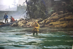 "Dry Fly Fishing For Salmon Print" 1982 By Ogden Pleissner (SIGNED)