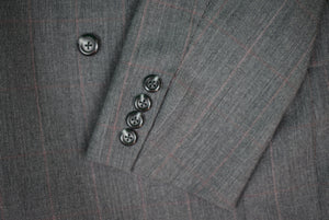 "Chipp Grey Tickweave Windowpane D/B Suit w/ Foulard Lining" Sz 39R (SOLD)