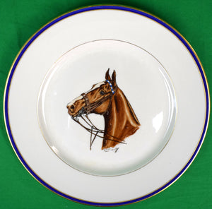 "Set x 8 Cyril Gorainoff Hand-Painted Horse Head Dinner Plates"