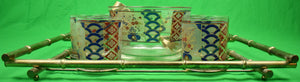 "Chinoiserie 9pc Culver Barware Set w/ Bamboo Metal Tray/ Ice Bowl & Tongs" (SOLD)