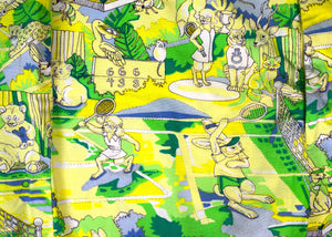 "Chipp Green/ Yellow Animal Tennis Print Swim Trunks" Sz 34