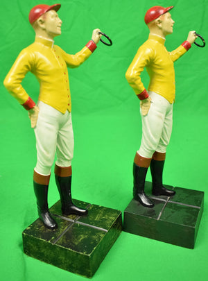 Pair of "21" Club c1950s Yellow w/ Red Cap Jockey Bookends (SOLD)