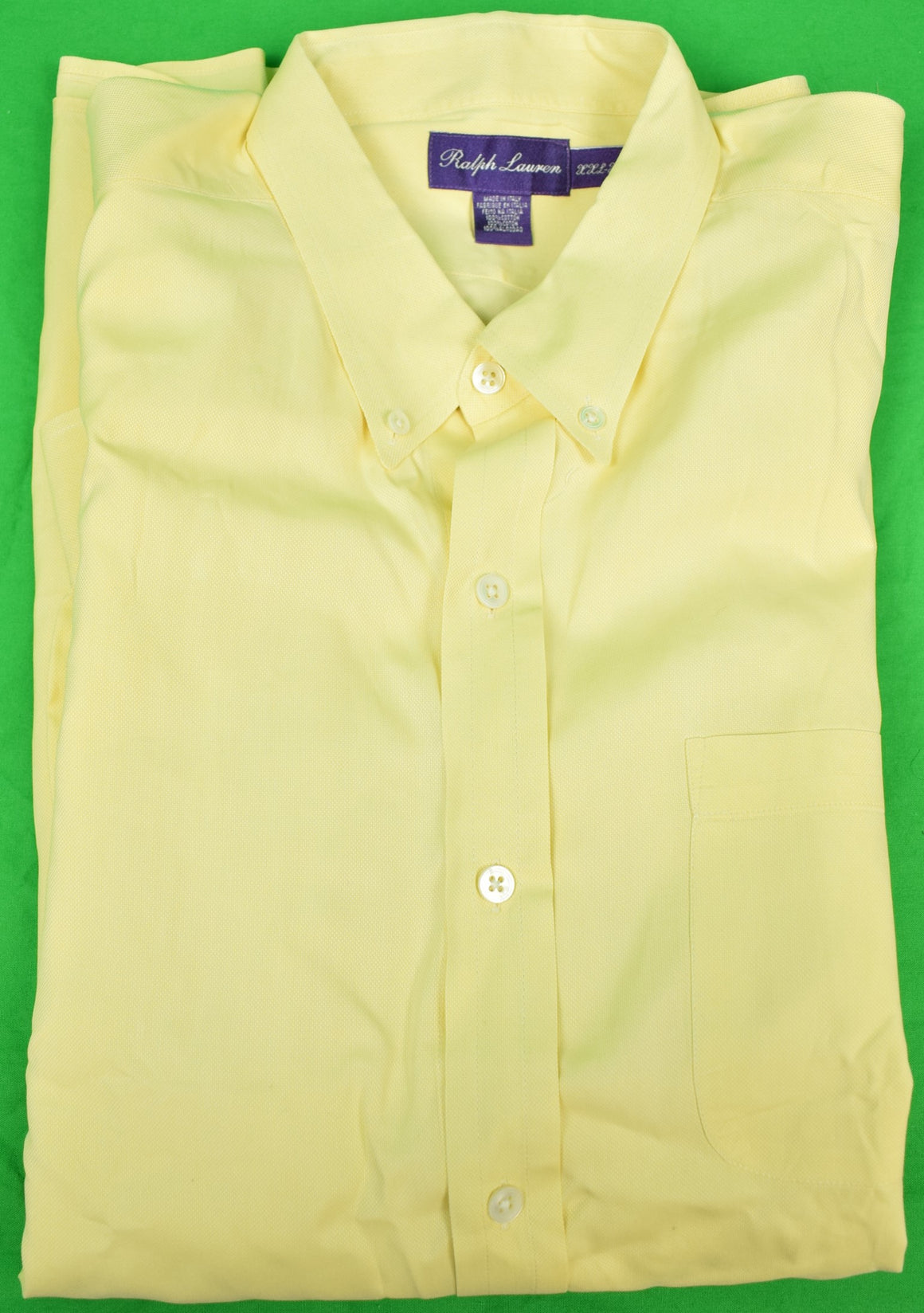 "Ralph Lauren Purple Label Yellow BD Broadcloth Dress Shirt" Sz: XXL