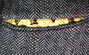 "Chipp Grey Herringbone Tweed w/ Fox-Head Yellow Lining Sport Jacket" Sz 39 Reg