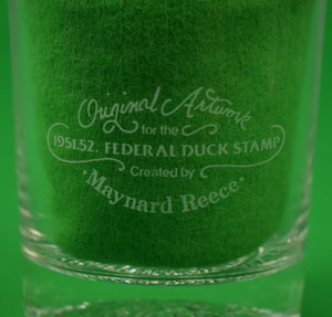 "Set x 5 Abercrombie & Fitch Crystal Rocks Glasses w/ Etched Federal Duck Stamps"