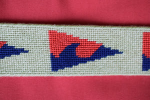 Hand-Needlepoint (10) Red/ Navy Signal Flag Belt Sz: 38