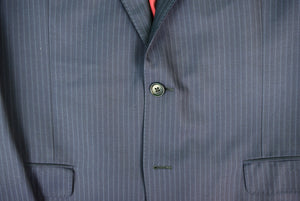 Brooks Brothers Navy Pinstripe Trop Wool Suit Jacket w/ Burg Hunting Motif Lining Sz 40L