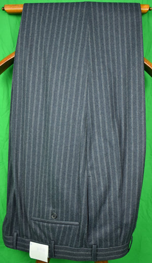 The Andover Shop Italian Wool Track Stripe Char Blue 2 Pc Suit Sz: 46L New w/ Tags!