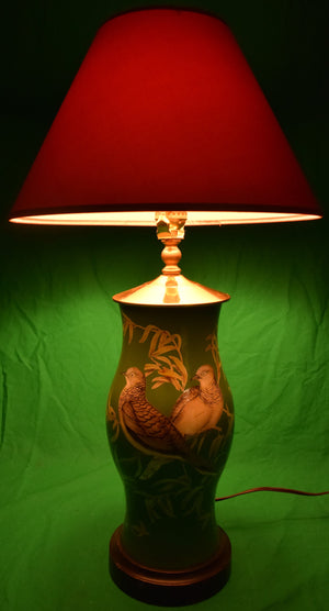 Partridge Decoupage Hurricane Lamp