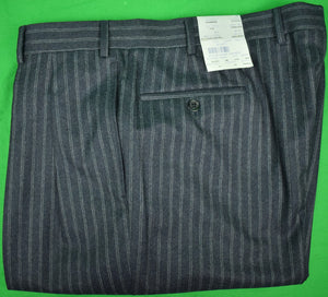 The Andover Shop Italian Wool Track Stripe Char Blue 2 Pc Suit Sz: 46L New w/ Tags!