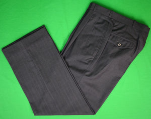Chipp Charcoal Tick Weave w/ Blue Pinstripe Worsted DB Suit w/ Red Paisley Lining SZ 39R