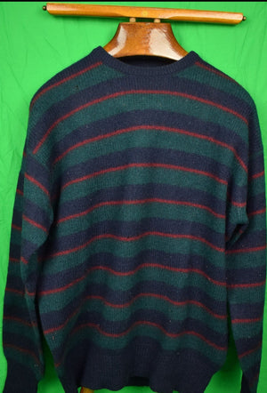 "Brooks Brothers Shetland Repp Stripe Green/ Navy/ Burg Crewneck Sweater" Sz: 46