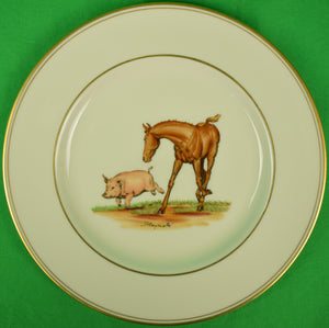 "Set x 8 Abercrombie & Fitch Hand-Painted Equestrian 8 1/4"D Salad Plates"