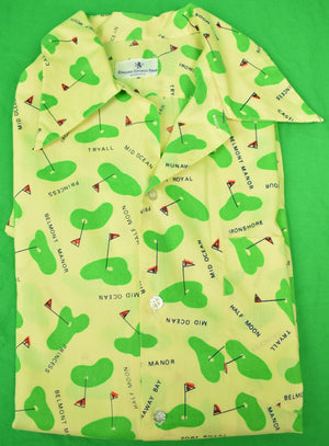 "English Sports Shop S/S Sport Shirt w/ Bermuda Golf Course Print" Sz: XL/ 46R (SOLD)