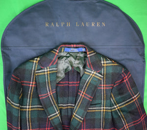 "Polo Ralph Lauren Dress Gordon Tartan Tweed Jacket Made In Italy" Sz 38R (New w/ RL Garment Bag)