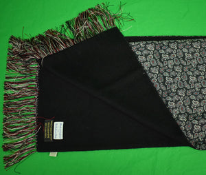 The Andover Shop Paisley Black Silk/ Black Cashmere Reversible English Scarf