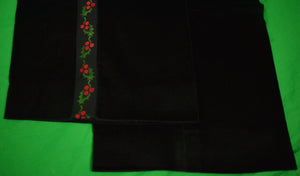 "GT Black Velvet Trousers w/ Holly Emb Side Panel Grosgrain Piping" Sz: 38"W