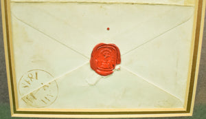 "Framed English Portrait w/ c1848 1 Penny Postage Stamp/ Envelope"