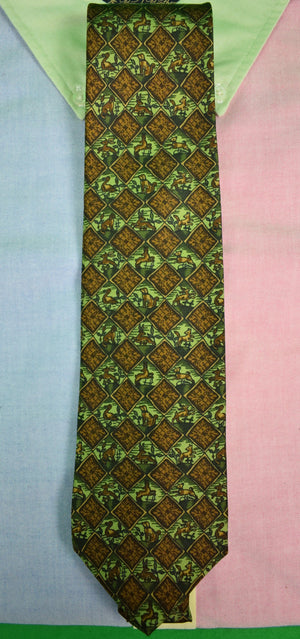 "Drakes x Holland & Holland Hunting Dog Olive Silk Tie" (SOLD)