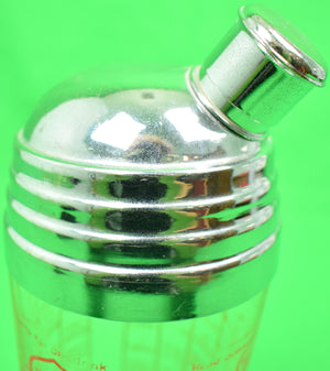 (13) Cocktail Recipes Glass c1930s Shaker w/ Chrome Lid & Spout