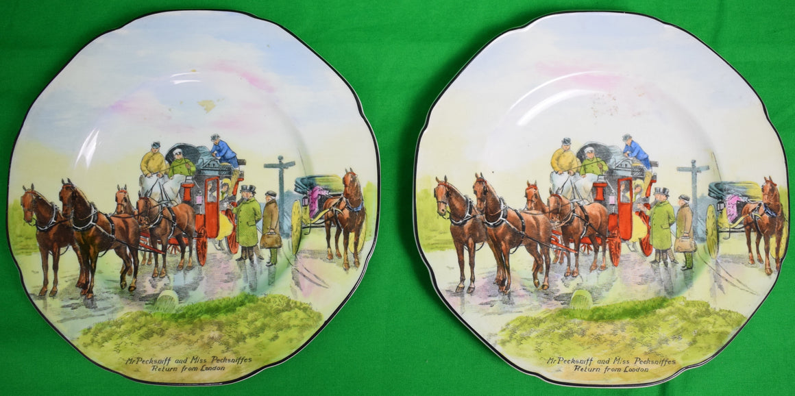 Set of 2 Mr. Pecksniff and Miss Pecksniffes Return from London English China Plates