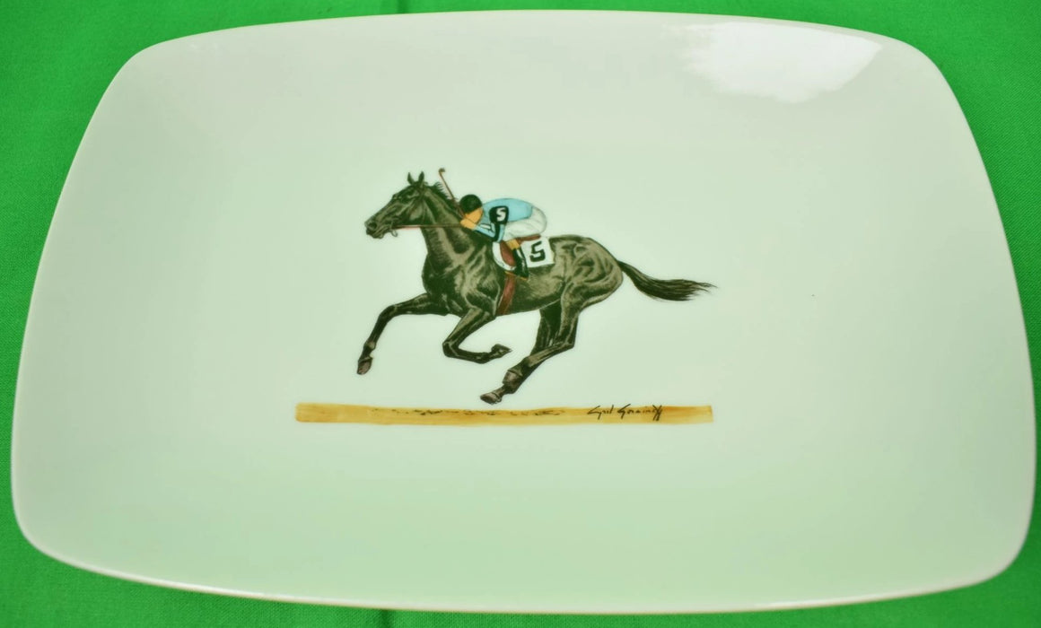 Cyril Gorainoff Hand-Painted Jockey on #5 Racehorse Ceramic Dish