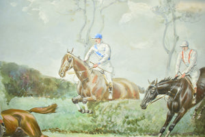 "The Grand Military Gold Cup" Sandown Park- 1905 Gouache by John Beer