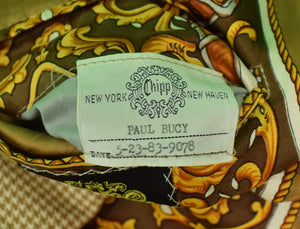 Chipp Camel/ Cream Houndstooth Trop Flannel Blazer w/ Equestrian Print Scarf Lining Sz: 46L