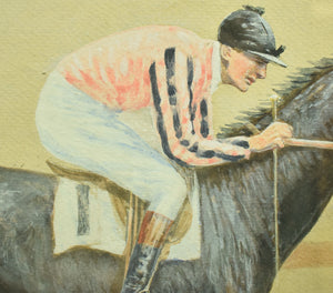 "Mrs Payne Whitney's Greentree Stables Racehorse Web Carter" 1921 Watercolor