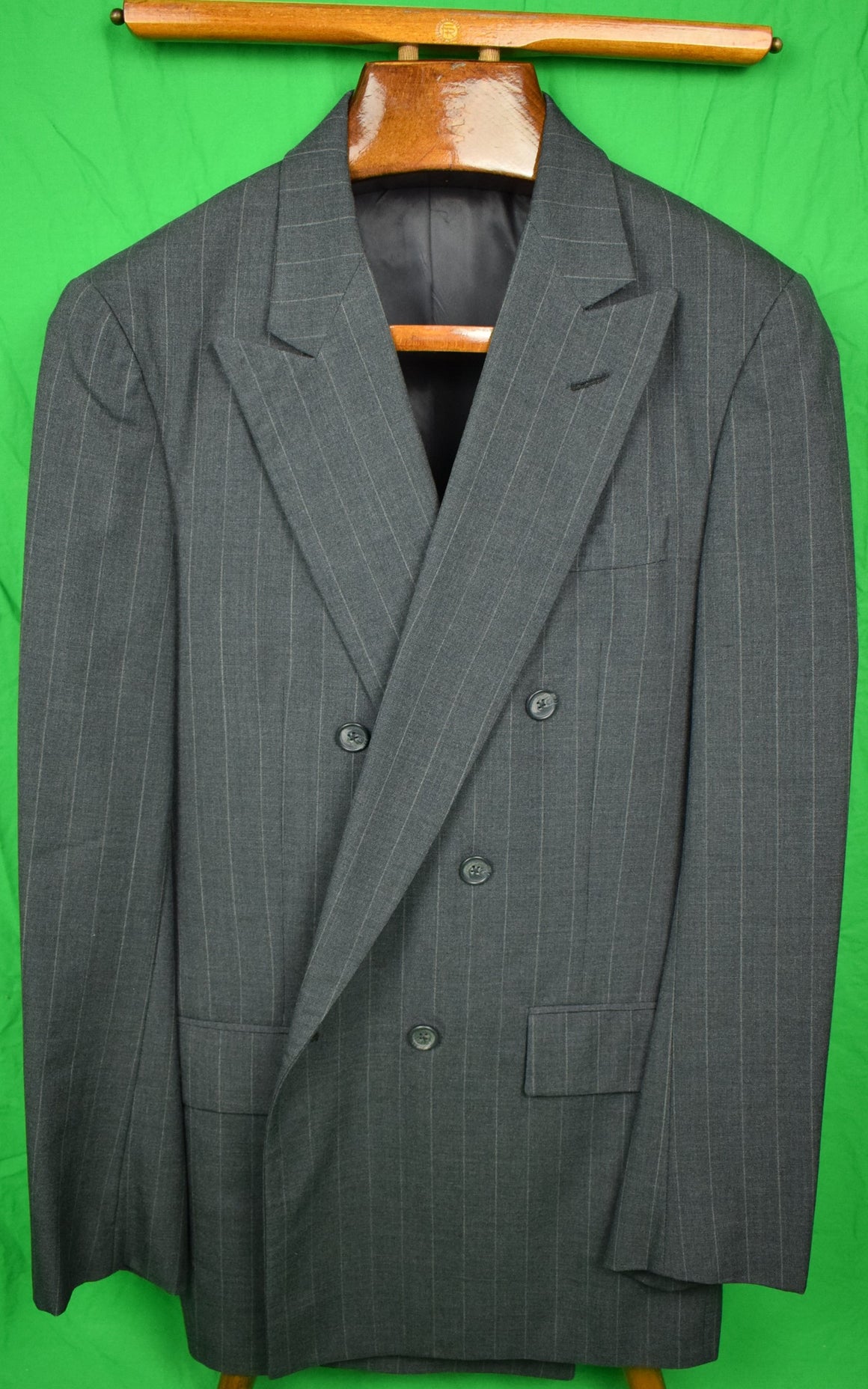 "The Andover Shop Med-Grey Trop Worsted Chalk Stripe (3x1) DB Suit" Sz 40L x 33"W