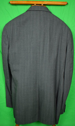 "The Andover Shop Med-Grey Trop Worsted Chalk Stripe (3x1) DB Suit" Sz 40L x 33"W