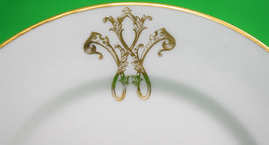 C. Ahrenfeldt Limoges French China Plate w/ Armorial Monogram 'W'
