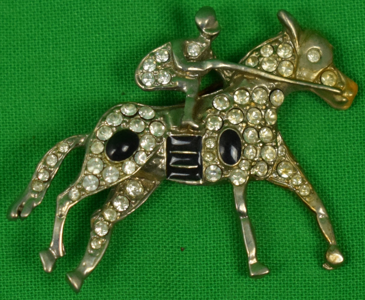Jockey on Racehorse Silver Brooch