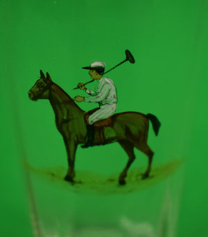 Set of (11) Hand-Painted c1920s Polo Player Highball Glasses