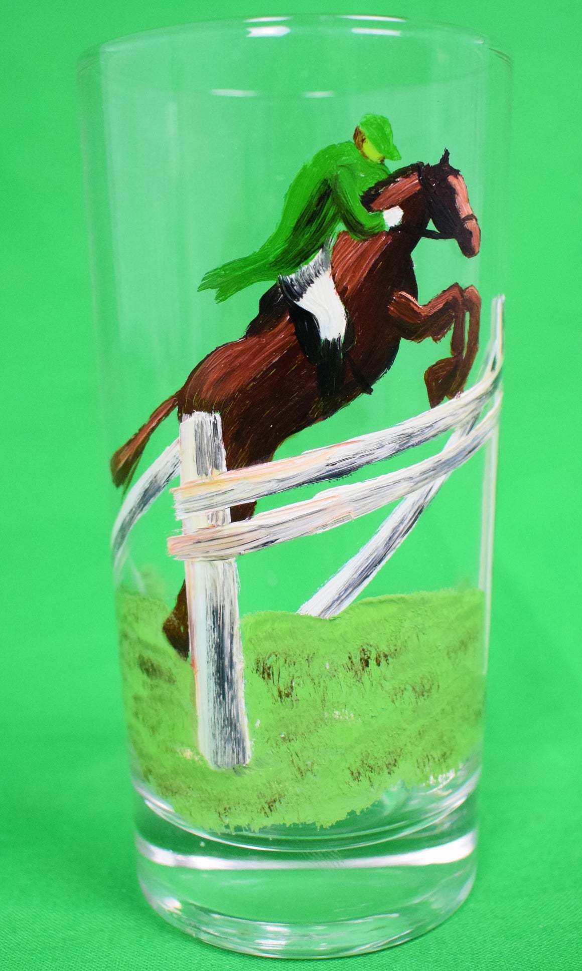 "Set x 6 Steeplechase Hand-Painted Glasses"