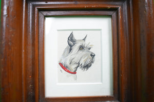 Framed Hand-Painted Terrier Signed PL (SOLD)