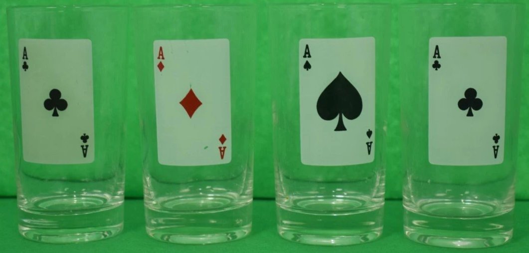 Red & Black 'A'ces Playing Card Glasses