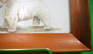 "Sealyham Terrier c1940s Hand-Painted Framed Tile" Signed: J. Rechner (SOLD)