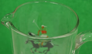 "Art Deco Hand-Painted w/ 4 Polo Players Glass Cocktail Pitcher"