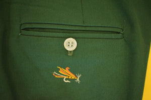 O'Connell's 'Trout/ Flies' Embroidered Hunter Green Chinos Sz: 40 (NEW)