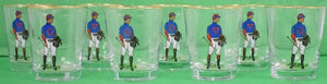 Set of 8 Hand-Painted Jockey Old-Fashioned Glasses